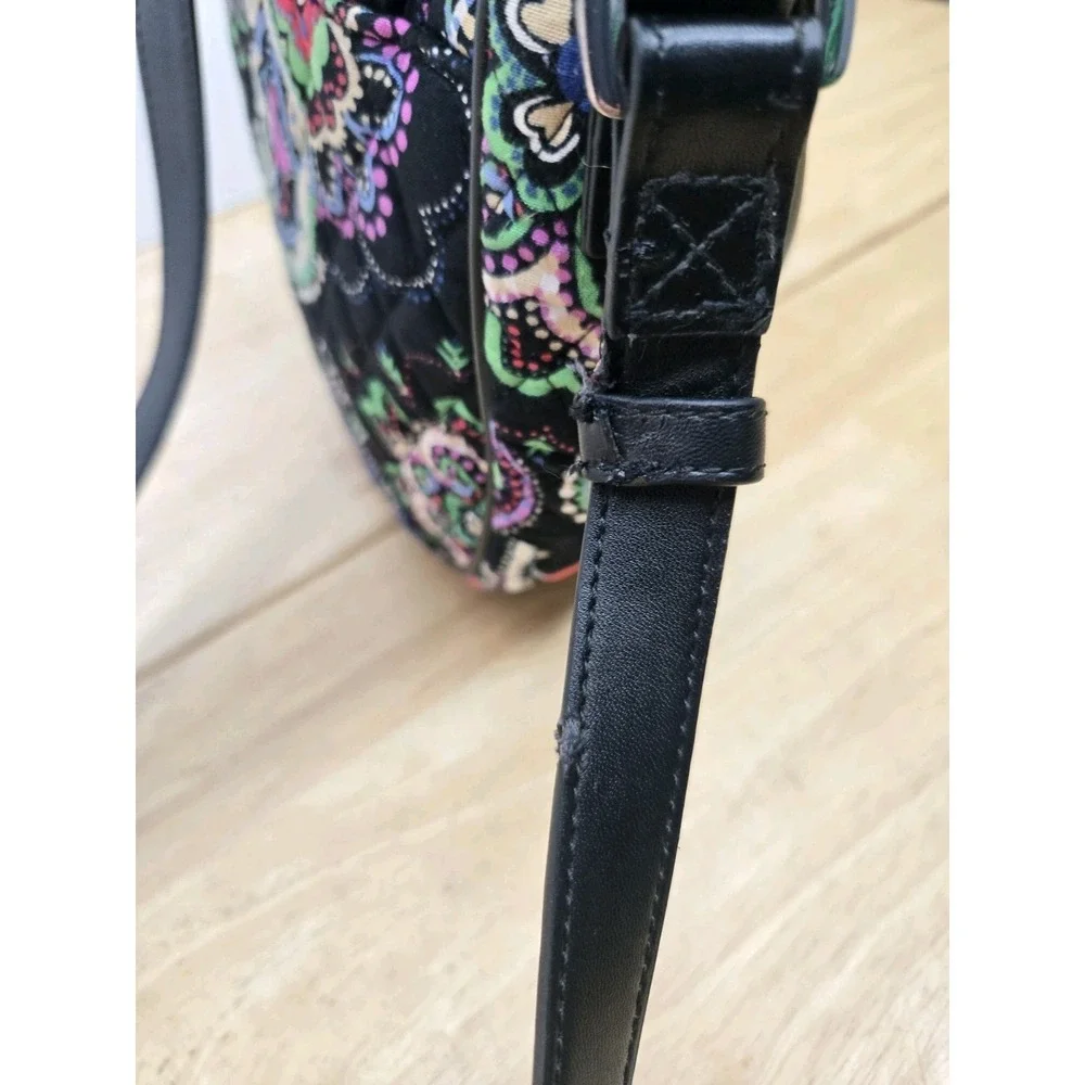 Vera Bradley Slim Saddle Bag‎ Kiev Paisley Black